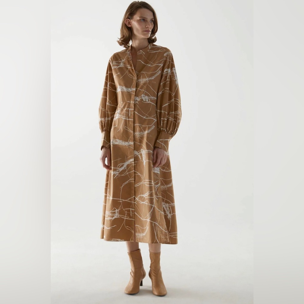 COS size 34 size 2-4 collarless shirt dress